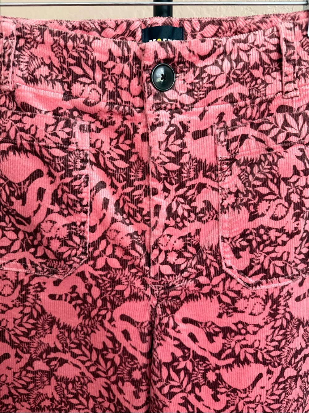 Anthropologie Maeve The Colette Pink Botanical Corduroy Wide Leg Pants 31 - Picture 3 of 15